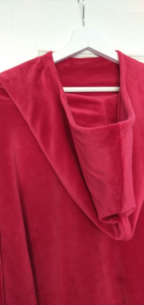 Welurowa bluza By Insomnia nowa M L XL kaptur z kapturem czerwona