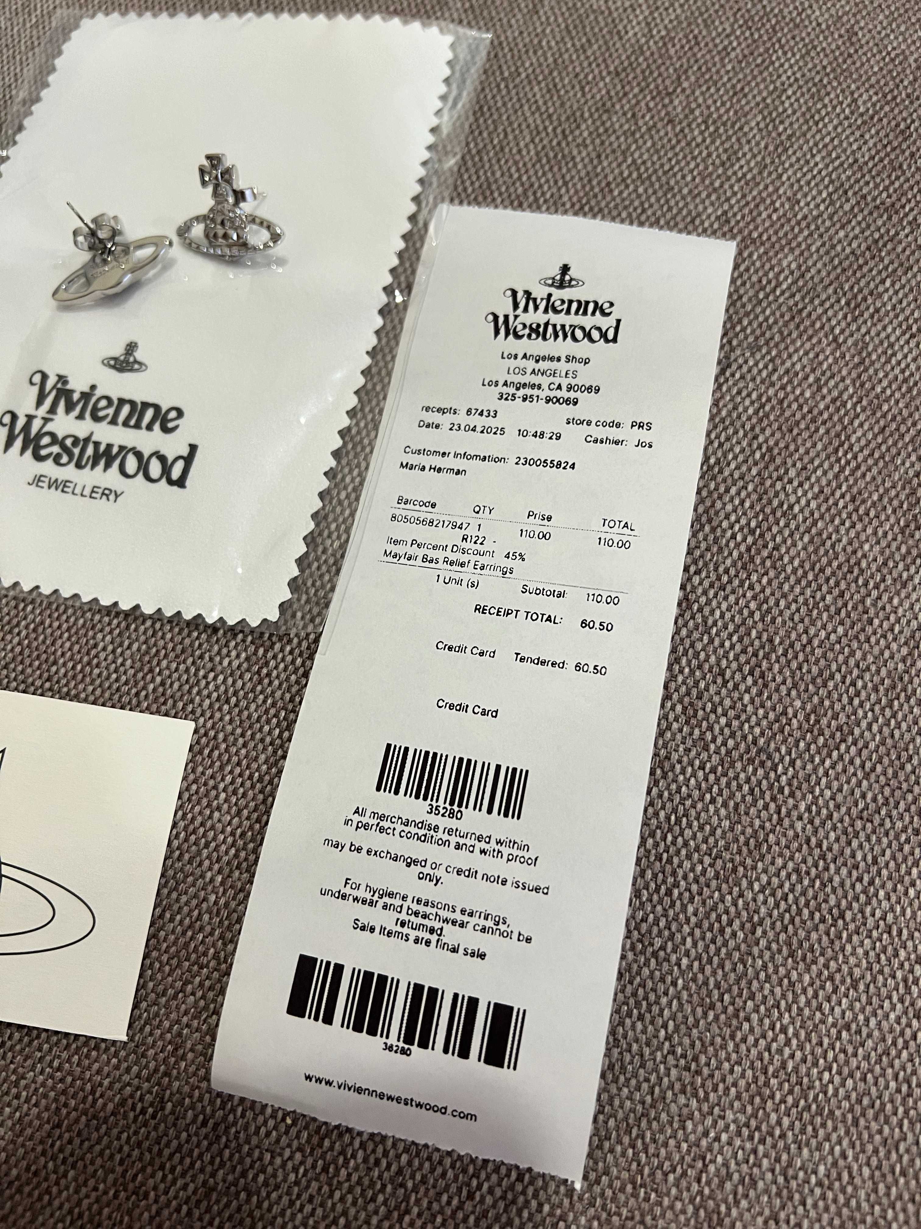 Оригінал, нові сережки Vivienne Westwood Earrings