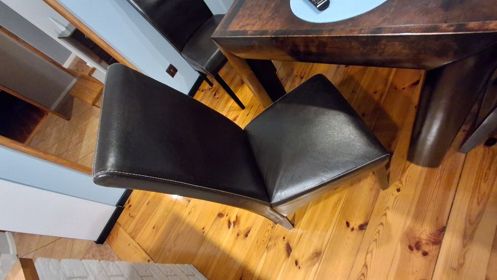 6 szt. Krzesło krzesła skóra brązowe wysokie