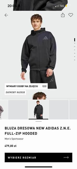 Bluza dresowa new adidas Z.N.E / Full Zip hooded