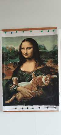 Obraz Mona Lisa ...z kotem.  Akryl. 50 cm x 60 cm.