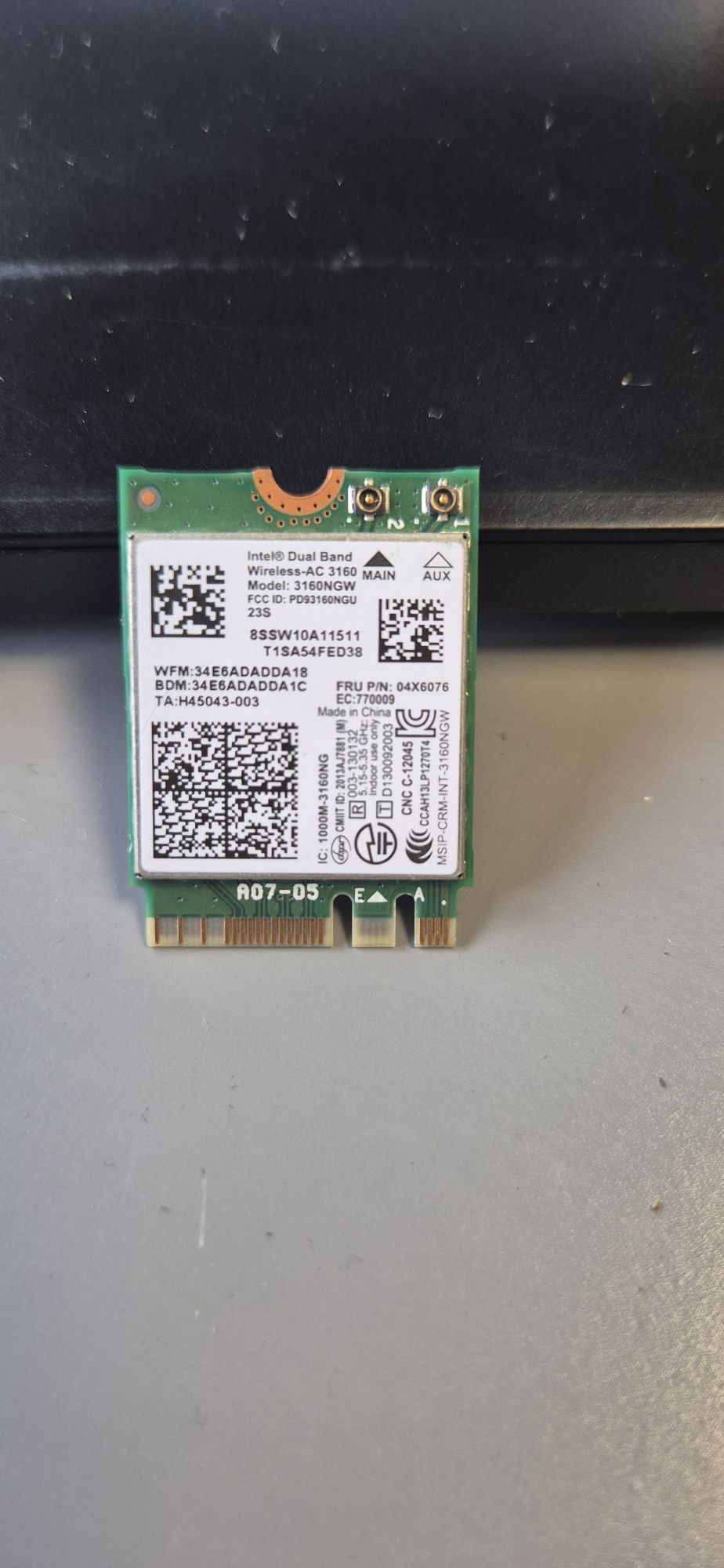 Karta sieciowa WiFi Intel Ac3160 model 3160ngw