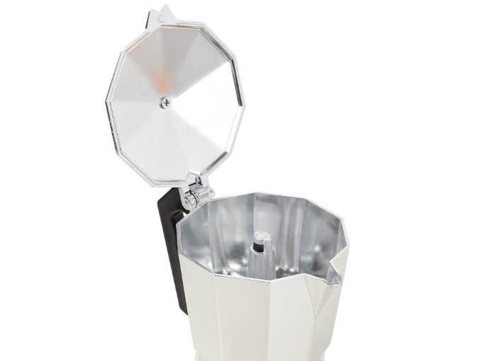 Kawiarka Zaparzacz 6 Kaw 300ml Włoski Design Aluminiowa Biała