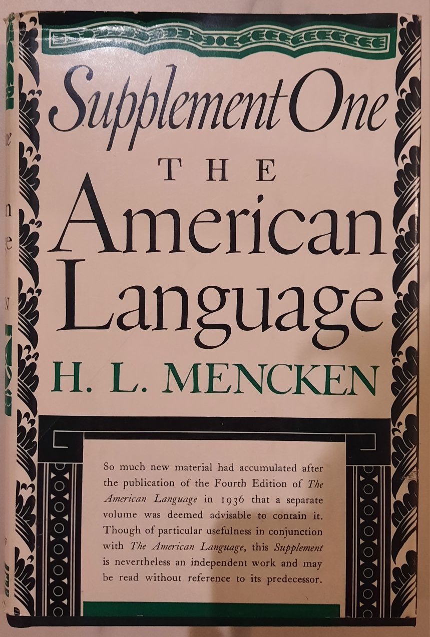 Supplement One The American Language H.L. Mencken