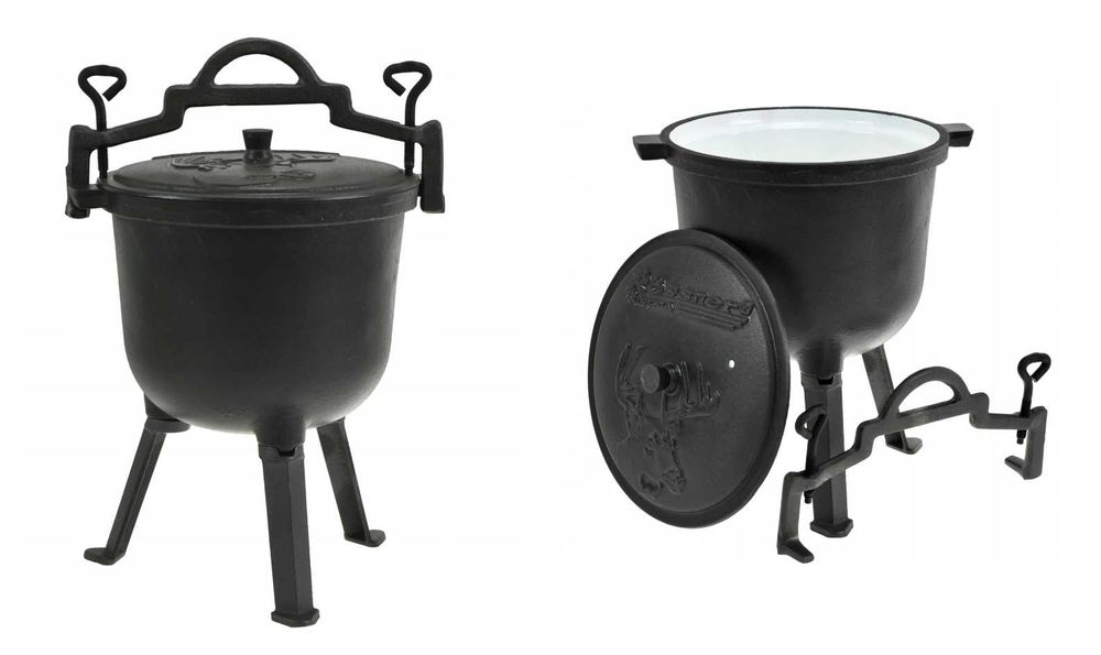 duży KOCIOŁEK żeliwny 8L. emaila emaliowany GARNEK gar myśliwski 404