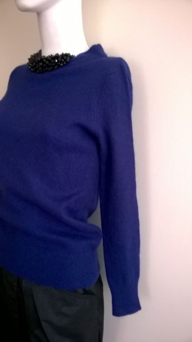 Sweter damski, kolor kobaltowy, r. 36-38, 40% angora, 6% wełna