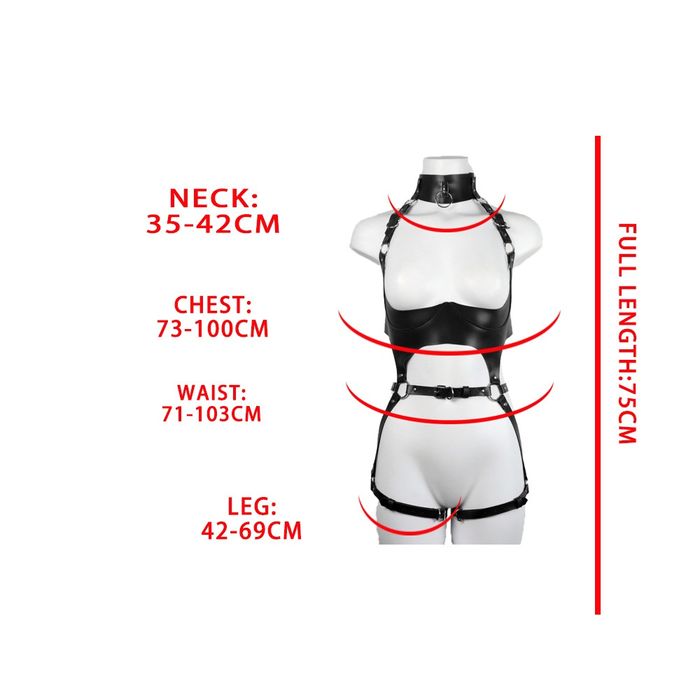 Сексуальний комплект портупея + гартери + чокер Molly з екокожі