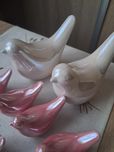 Ozdobne porcelanowe ptaki 2 duże 5 malych