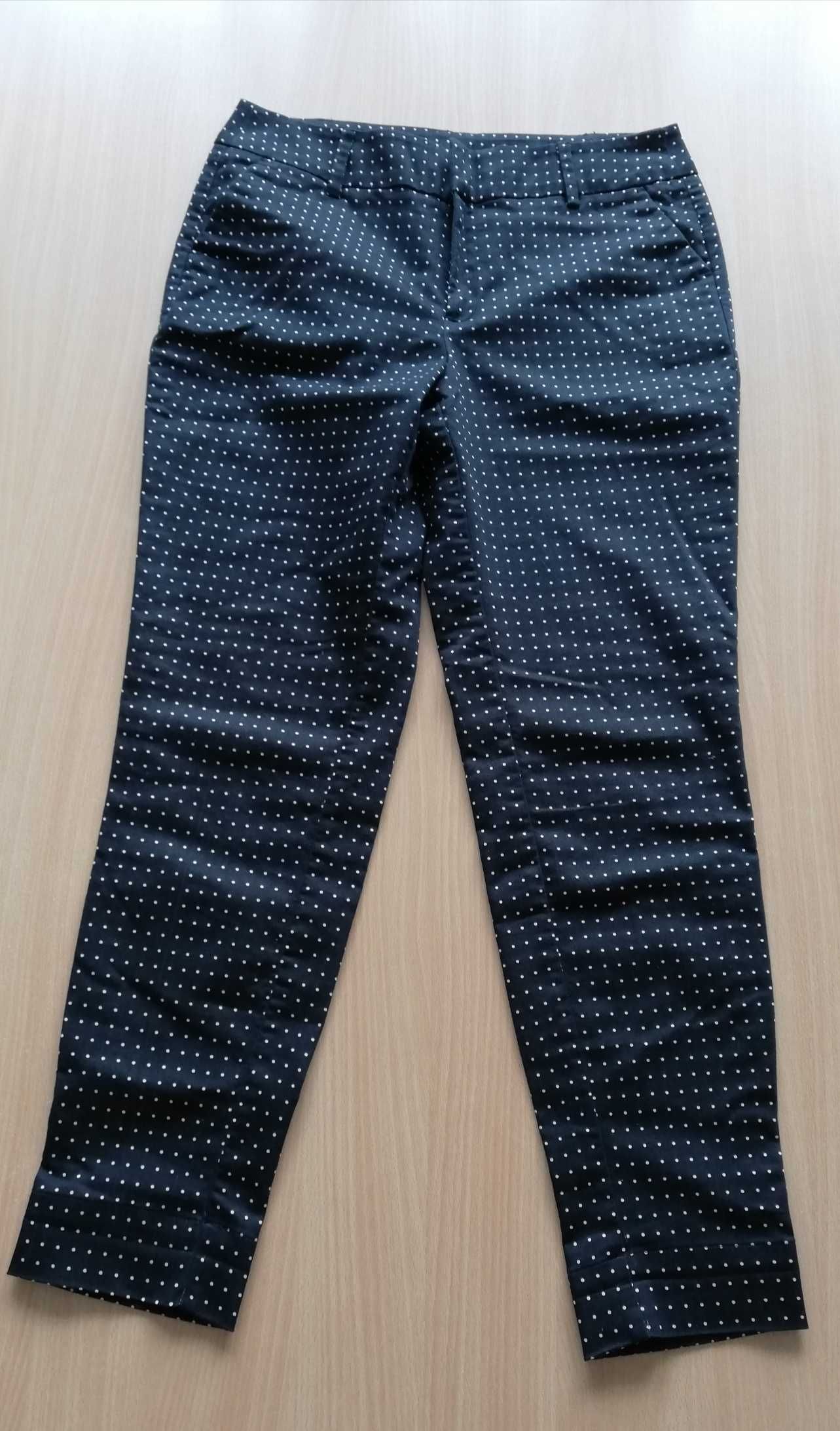 C&A czarne cygaretki w białe grochy /kropki 36