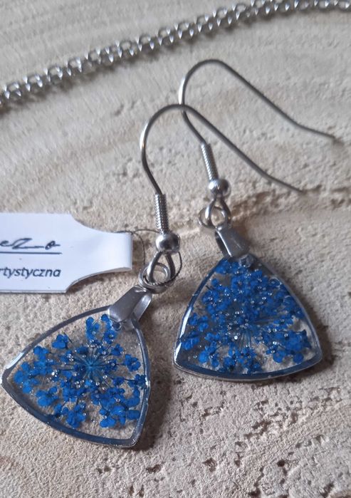 Biżuteria kolczyki + wisiorek stal szlachetna rękodzieło