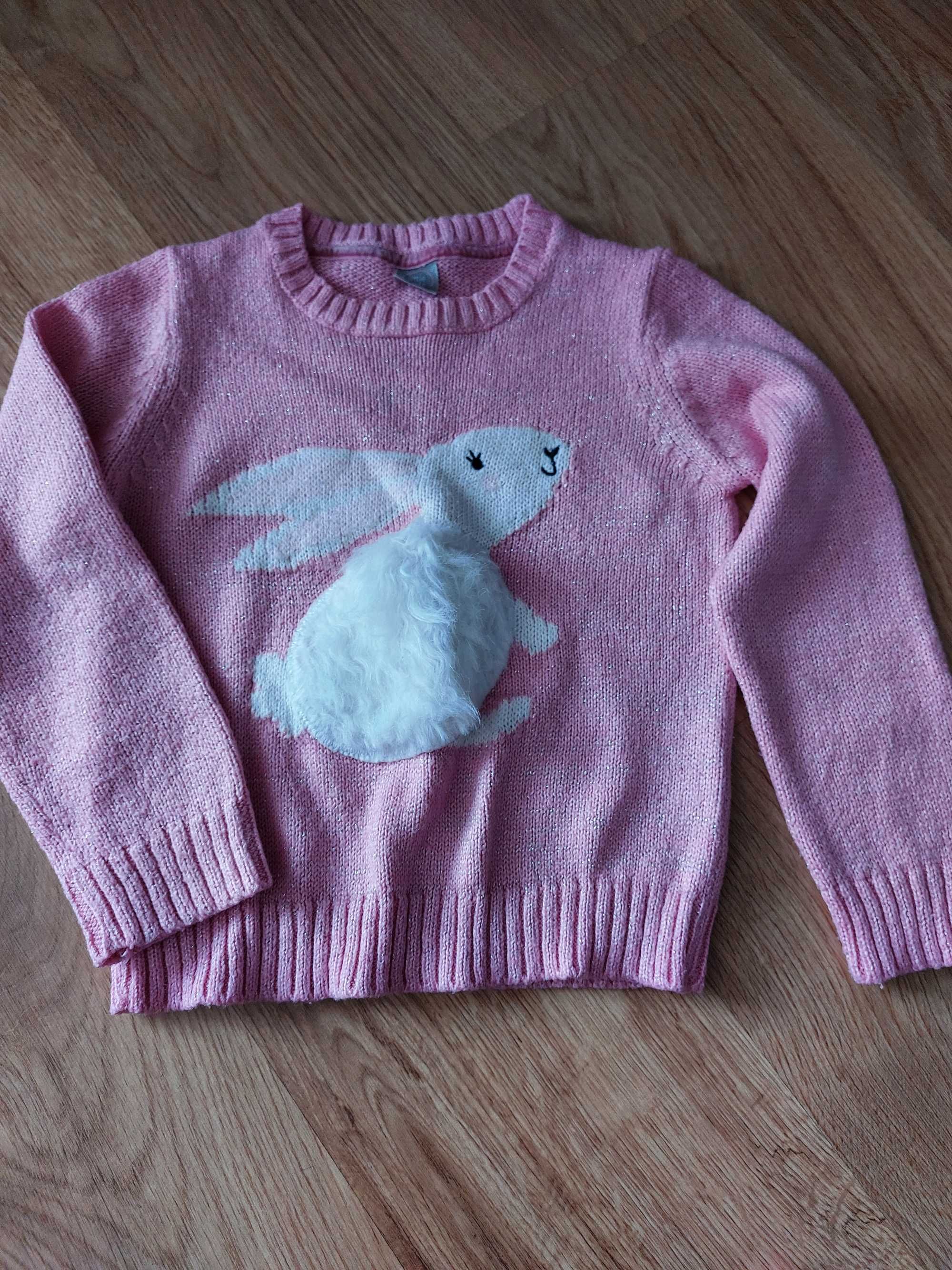 Sweterek z królikiem dla dziewczynki rozm.128