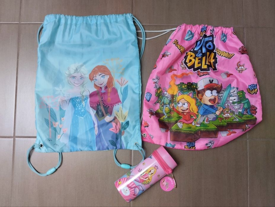 Worek na wf buty strój sportowy metalowy piórnik Frozen Vito i bella