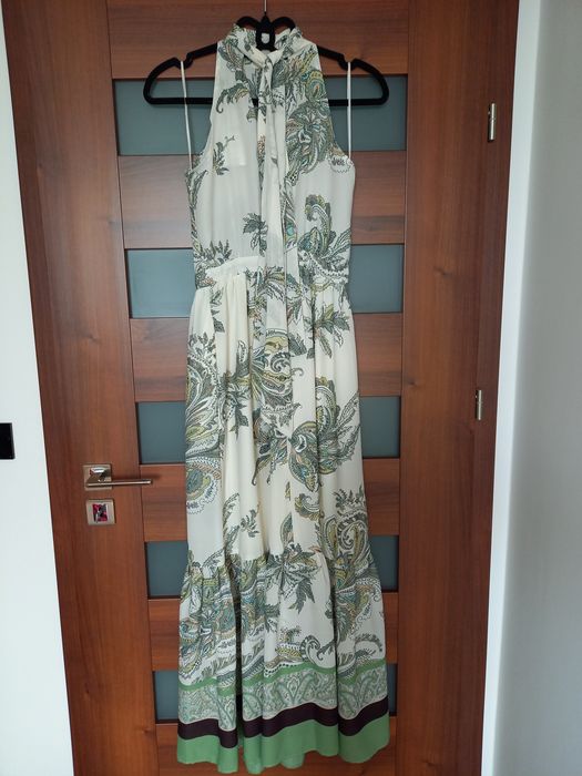 Sukienka maxi boho dekolt halter XS