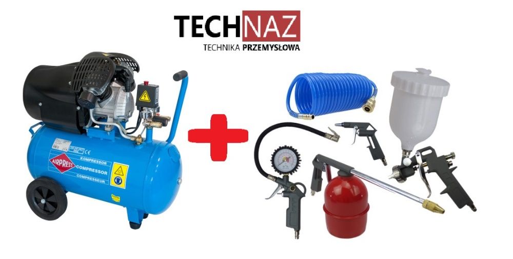 AIRPRESS Kompresor HL 425-50 sprężarka 50 l dwutłokowa 220L + zes. lak