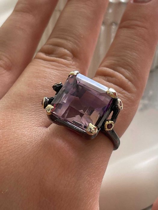 Серебряное кольцо с аметрином 32 карата, серебро 925 пробы Размер18,5