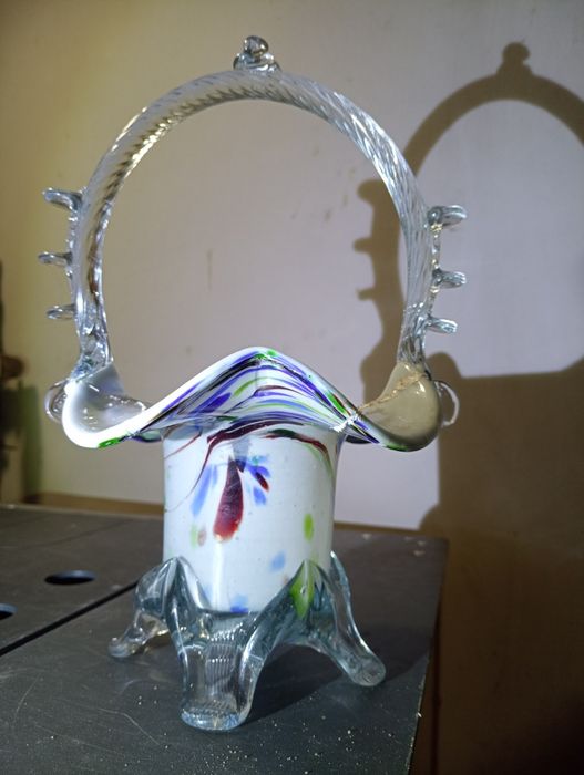 Szklany koszyk PRL duży czytać opis