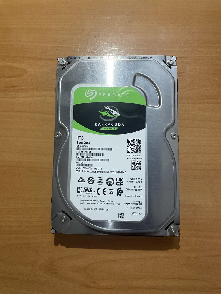 HDD 1TB de armazenamento BarraCuda (novo em folha)