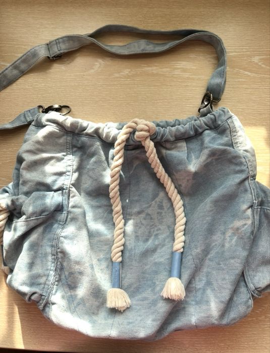 Torba jeansowa worek duża na lato na wakacje na plaże marynarska