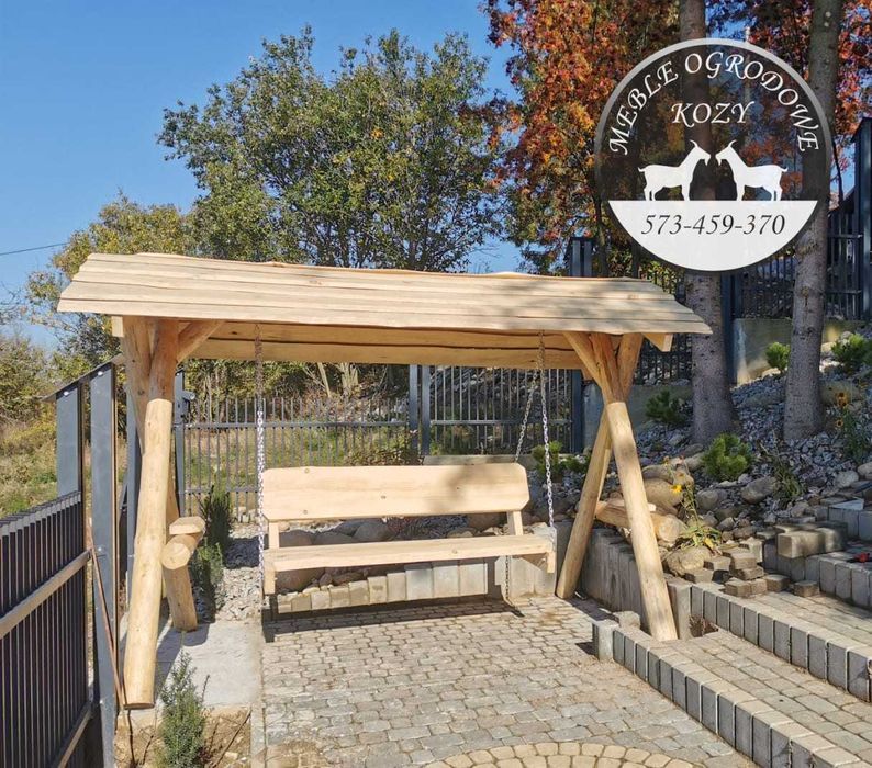 PROMKA! Drewniana huśtawka ogrodowa z grubych bali / Plac zabaw Stelaż