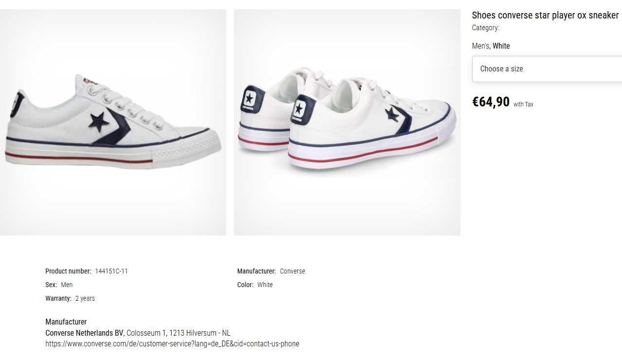 Мужские кеды Converse Star Player Ox White