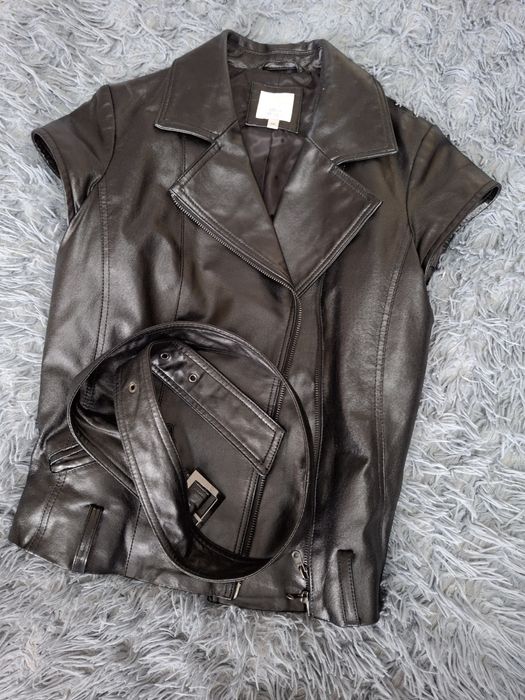 Шкіряна жилетка-косуха з поясом