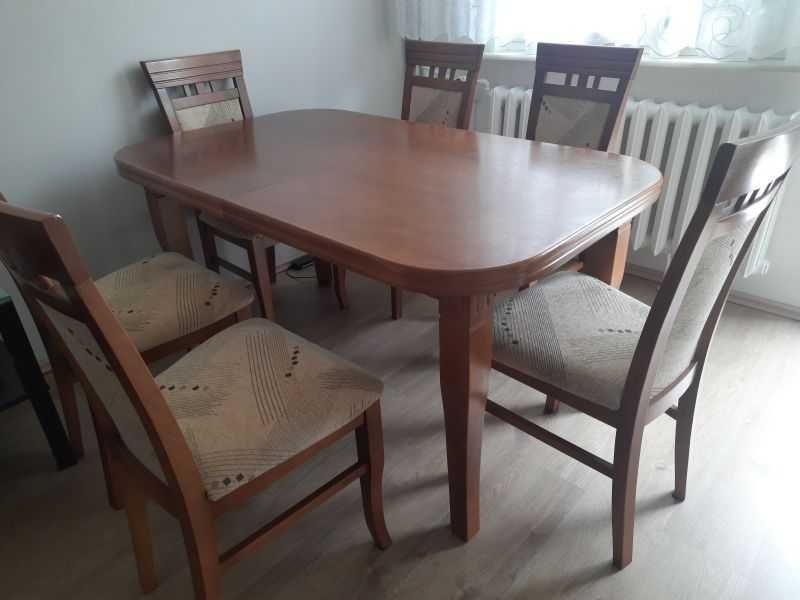 Komplet Stół + krzesła dąb rustykalny solidne rozkładany max dł.233 cm