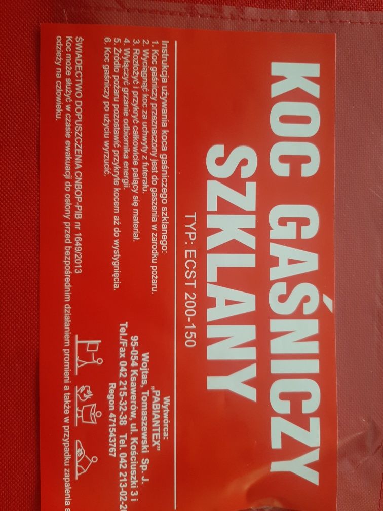 Koc gaśniczy szklany ECST 200 140×180 cm Pabiantex