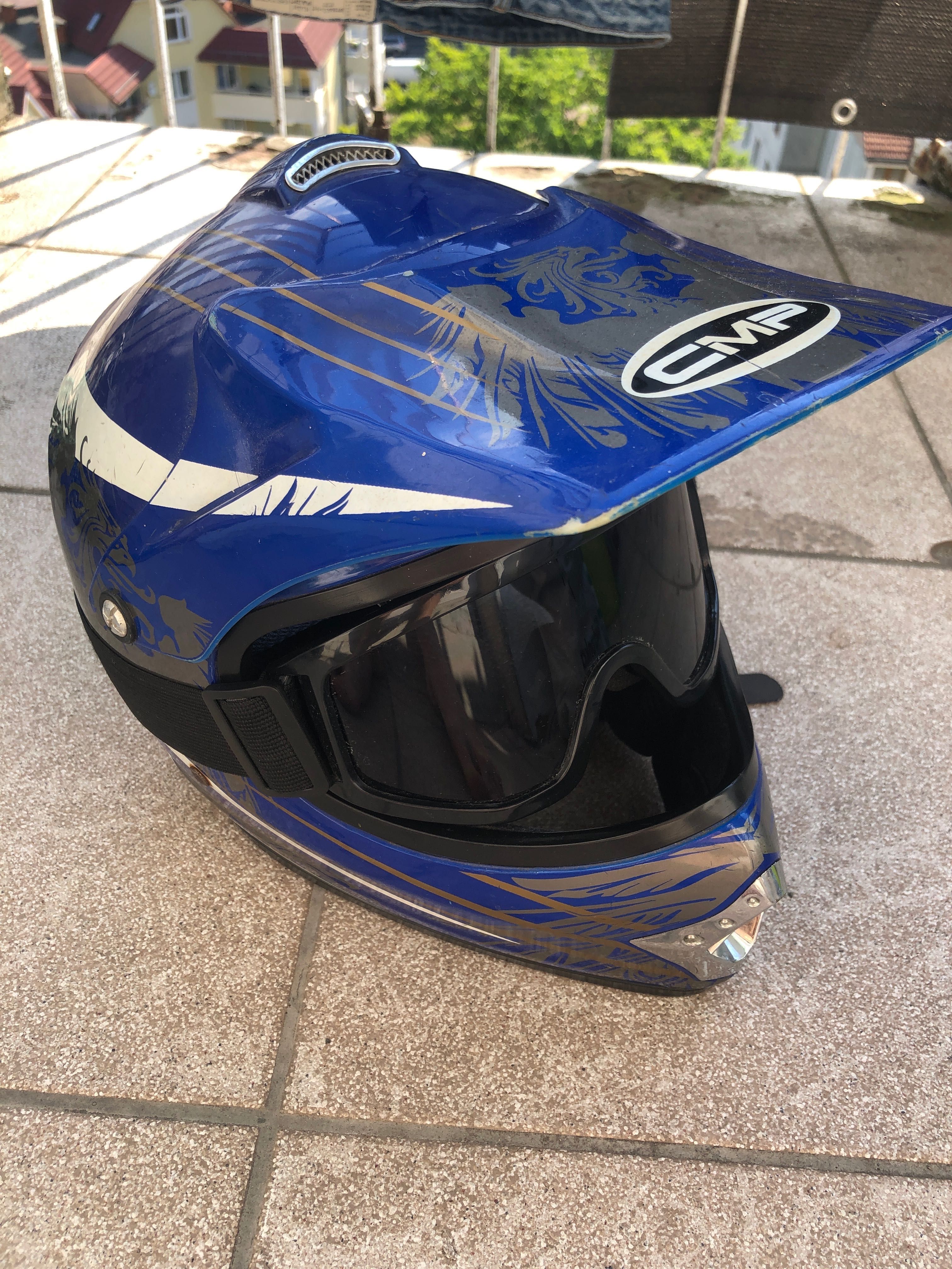 Kask na rower/cross + gogle przyciemnione