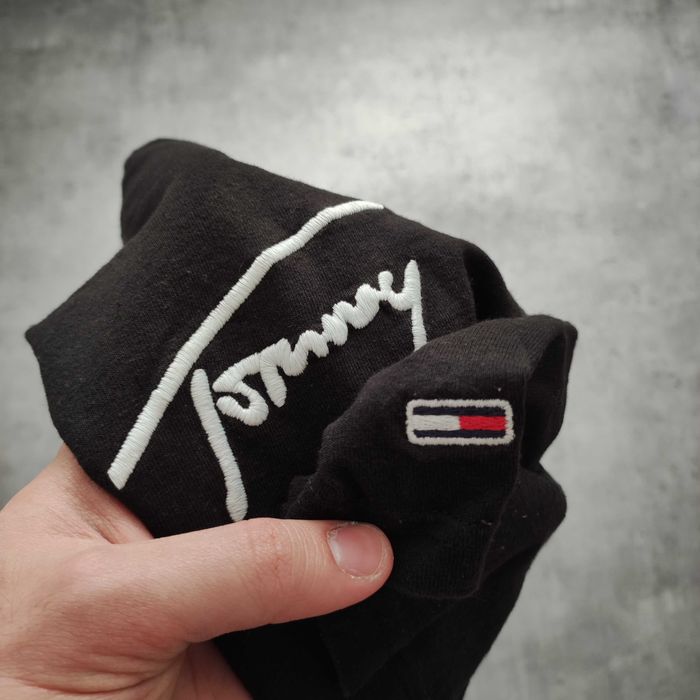 MĘSKA Koszulka PREMIUM Bawełna Haft Logo Tommy Hilfiger Jeans Czarna