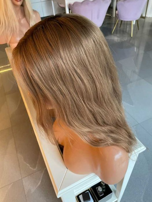 Peruka NATURALNA tkana ręcznie LACE FRONT imitacja skóry SECRET HAIR