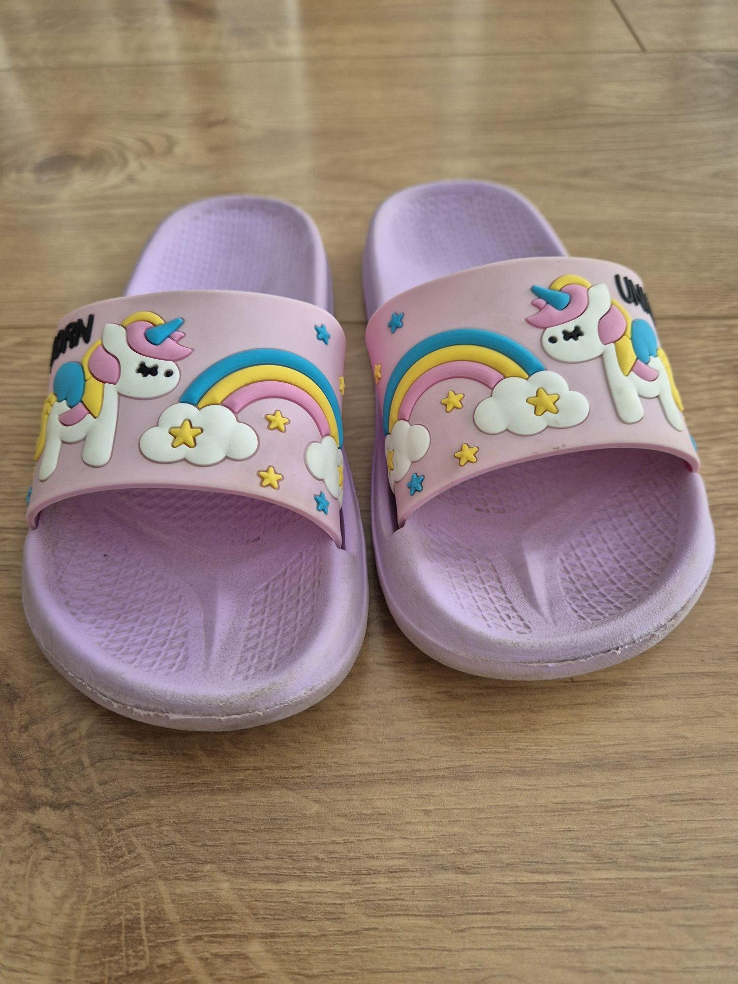 Różowe klapki na lato dziewczęce unicorn jednorożec 31 używane