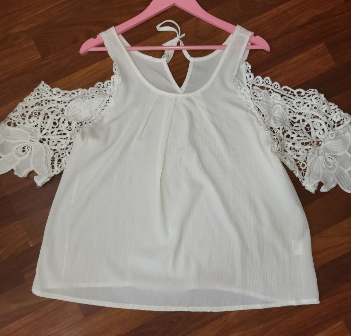 Туника кофта блузка с вышитым кружевным рукавом L-XL