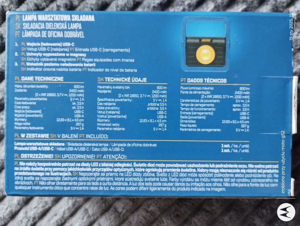 Lampka warsztatowa latarka z magnesem powerbank
