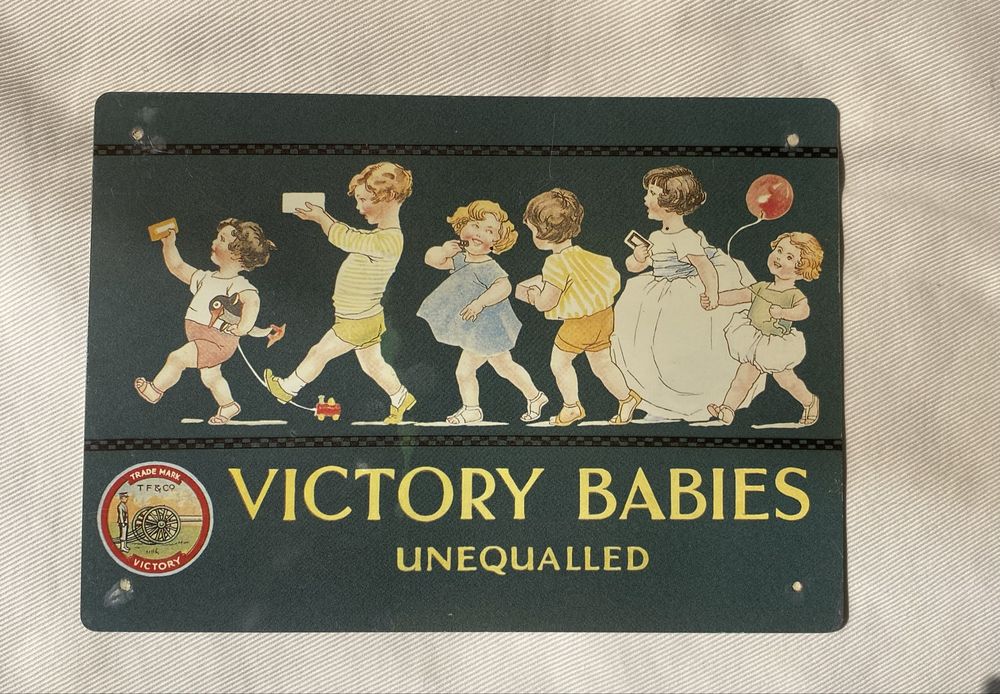 Placas de publicidade em chapa decorativa antiga e vintage 21x16