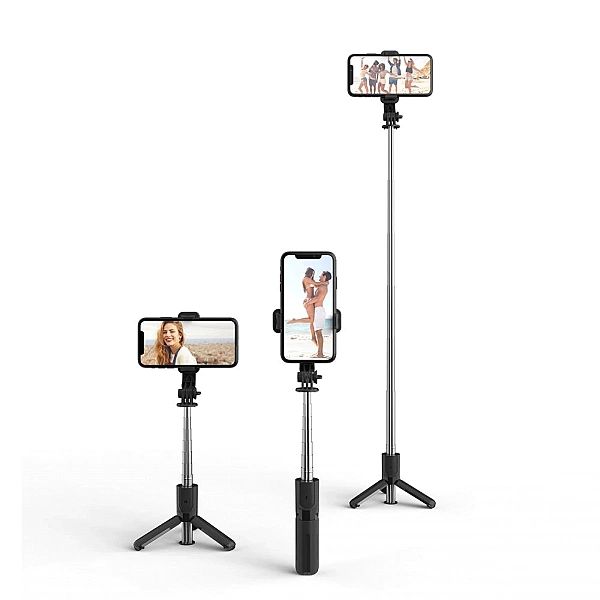 Selfie stick Tech-Protect L02S Bluetooth z tripodem do 72cm - czarny