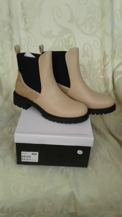 40 Workery botki trapery  damskie beżowe nude na płaskim