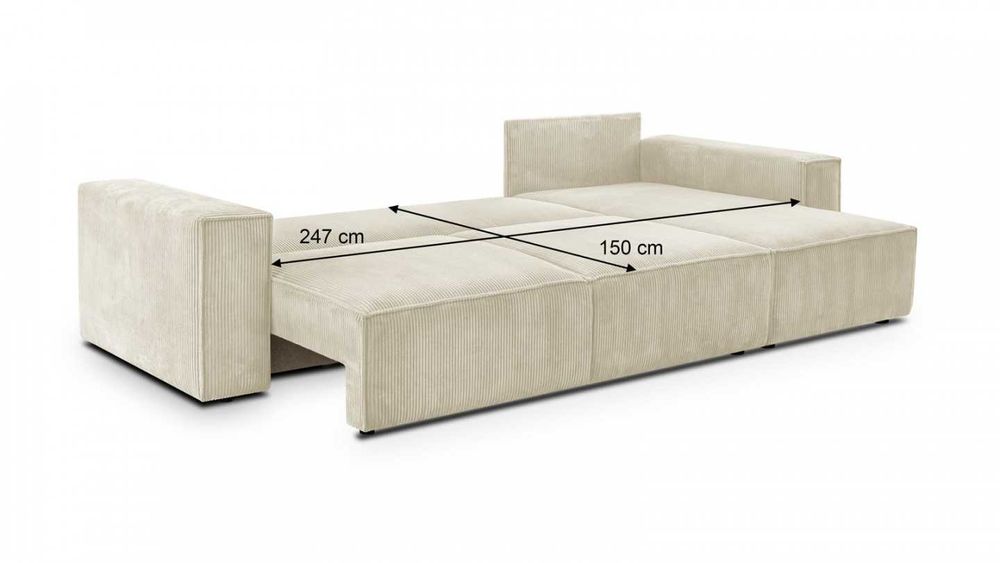 NOWY narożnik rozkładany BEŻOWY SZTRUKS od ręki wyprzedaż magazynu