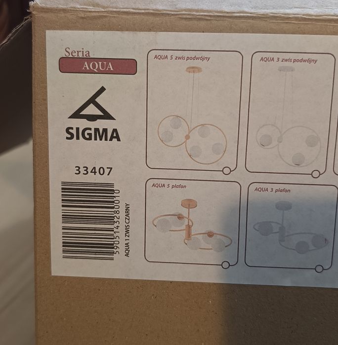 Sigma kula czarny zwis Aqua lampa wisząca nowa