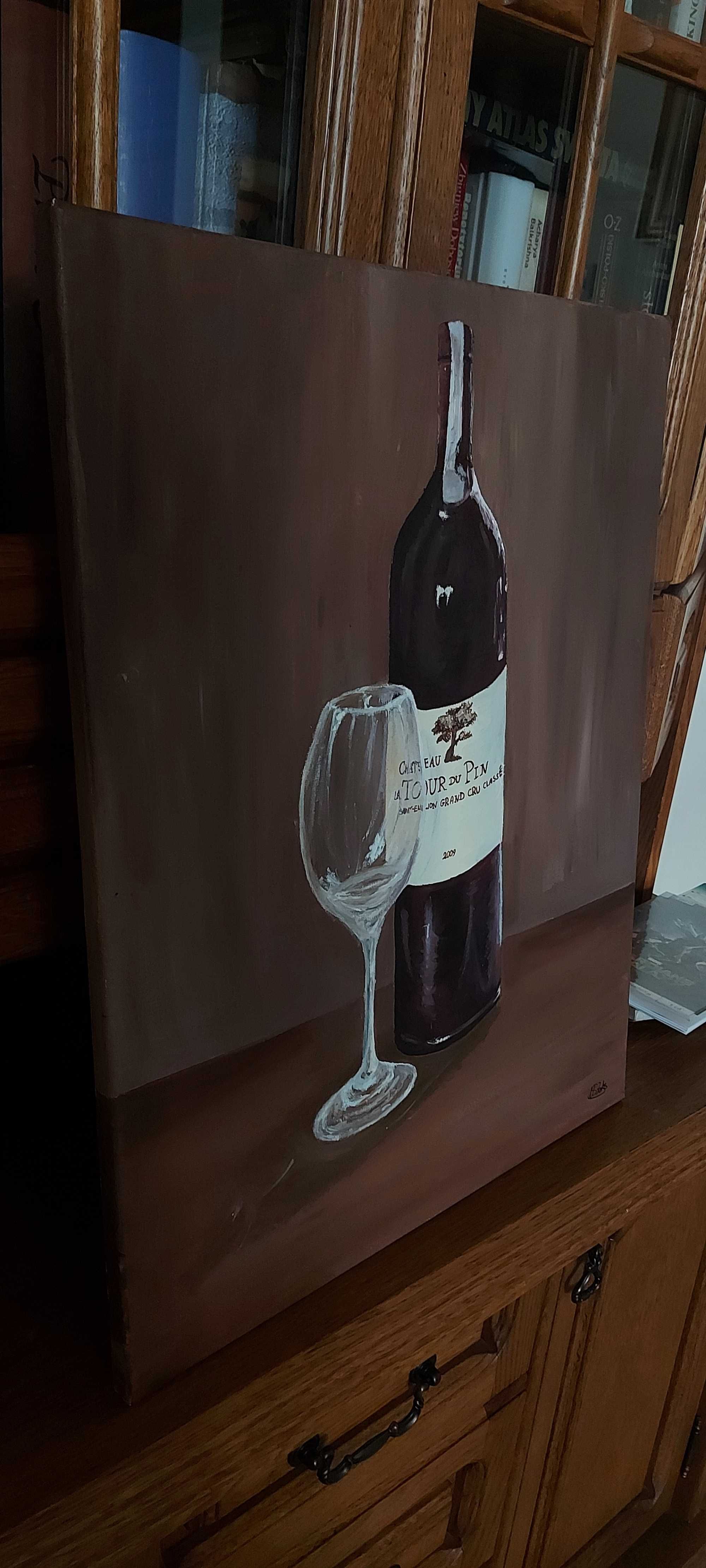 Obraz olejny ,,Red wine" idealny do nowoczesnego wnętrza