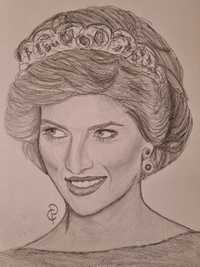 Księżna Diana, portret A4 ołówek