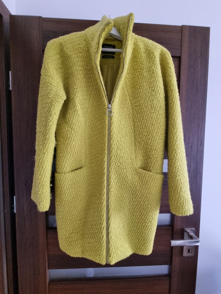 Płaszcz Reserved r.36 limonka wełniany wool blend