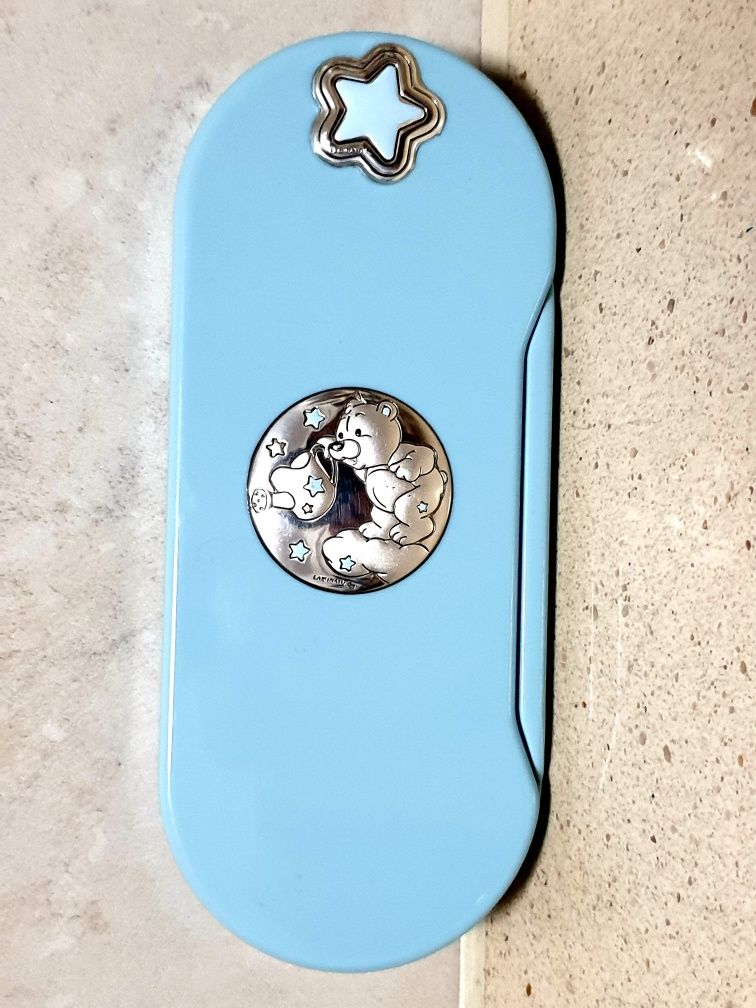 Estojo com prata bilaminada vintage  com talheres de bebé