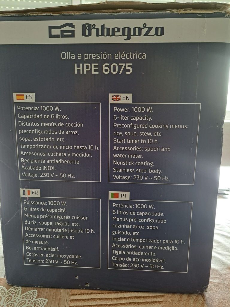 Panela De Pressão Orbegozo Hpe 6075 Programável 6l