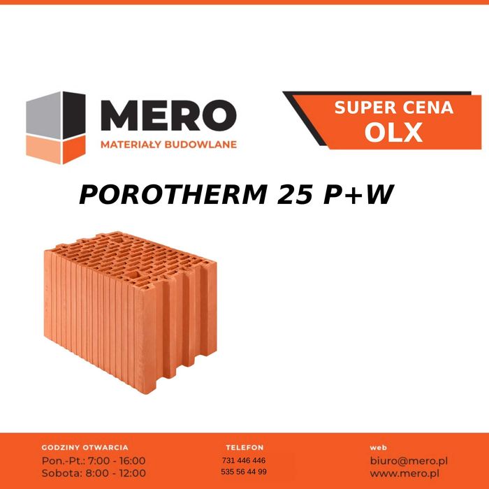 Porotherm 25 P+W - pustak ceramiczny