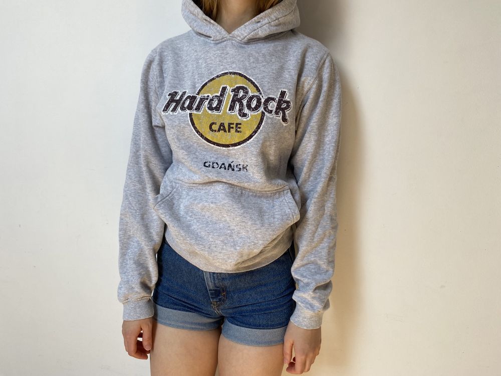 Szara bluza kangurka z kapturem Hard Rock Cafe Gdańsk S 36