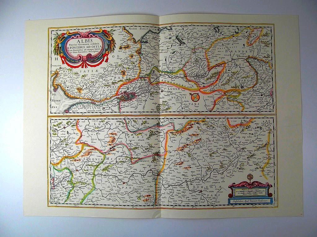 stara duża mapa miśnia czechy brandenburgia 60x43