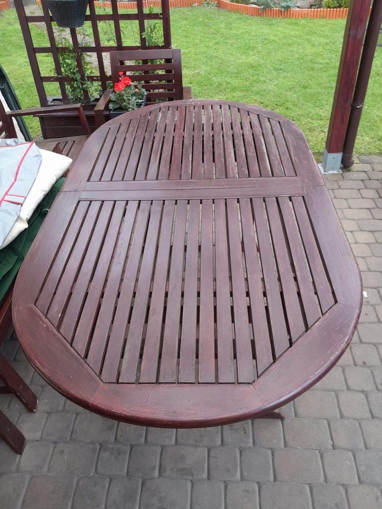 Stół ogrodowy buk + 3 krzesła