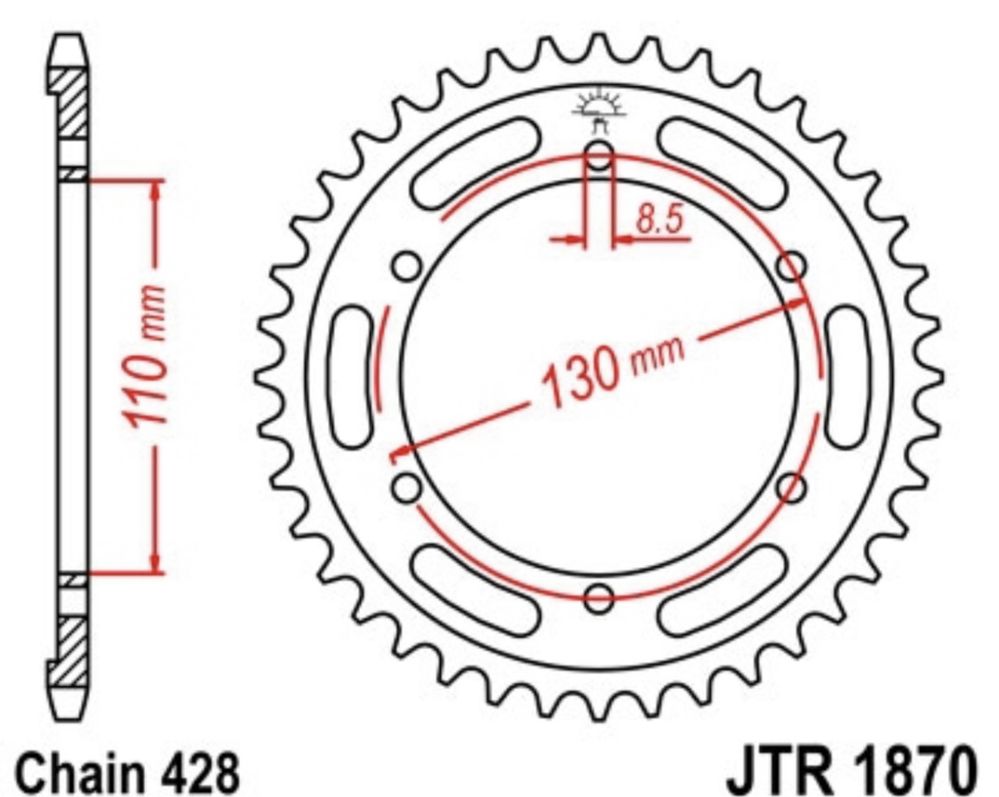 Zębatka TYŁ JTR1870-44 Yamaha YBR250 / 2007- 2011 A663