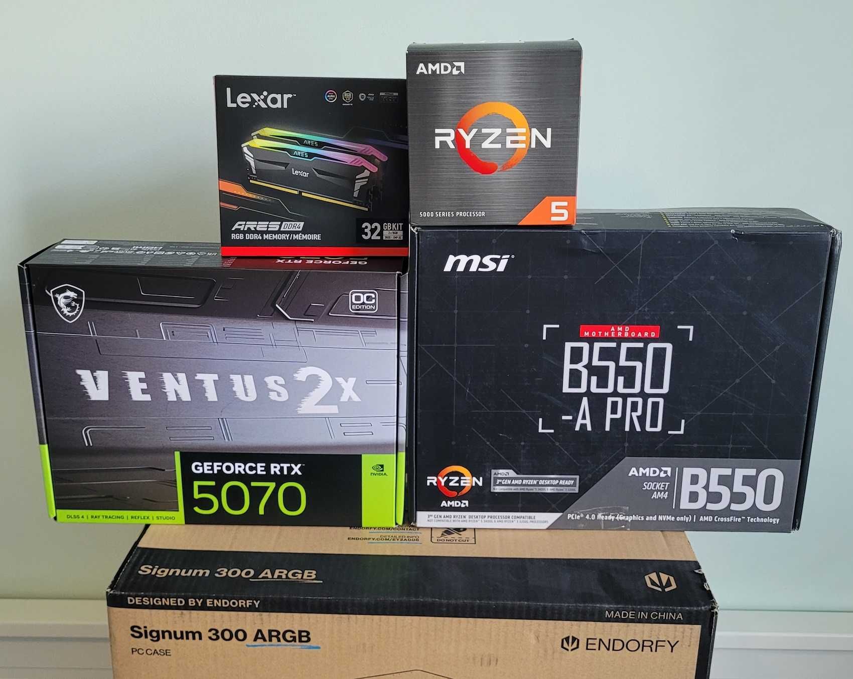 KOMPUTER, RTX5070 MSI 12GB, Ryzen 5 5600X, DDR4 32GB/1TB M.2, WIFI,GW