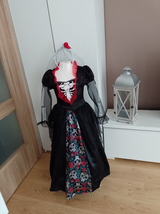 Strój karnawałowy WRÓŻKA CZAROWNICA WIEDŹMA suknia na kole 128/140 (9)